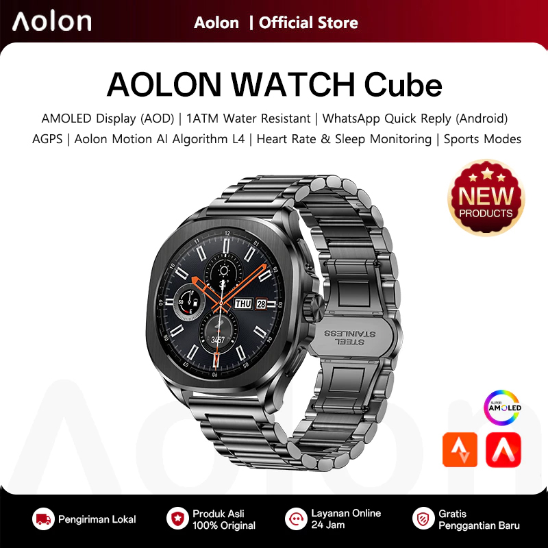 Smartwatch Watch Whatsapp - Relógio Inteligente Aolon Cube com Tela